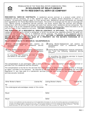 Texas Residential Service Contract Disclosure