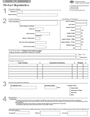 Australian Grape and Wine Authority Product Registration Form