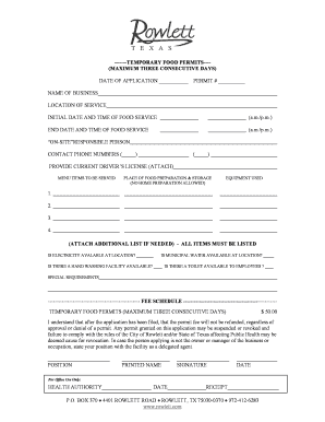 Temporary Food Permit Application