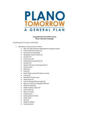 Condo car park rental - Comprehensive Plan Online Survey Phase I Outreach Campaign - plano