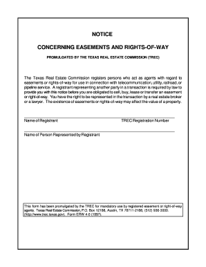 Texas Easement and Right-of-Way Notice