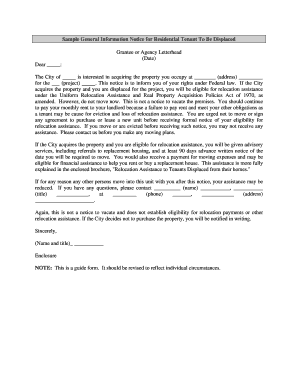 Residential Tenant Displacement Notice