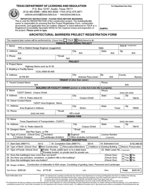 Texas Architectural Barriers Project Registration Form