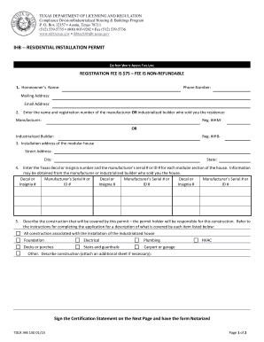 Texas Residential Installation Permit