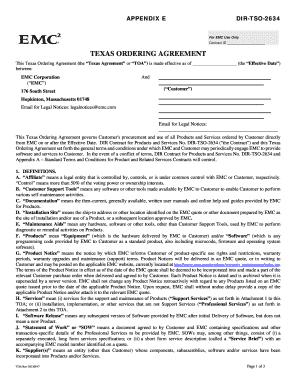 Texas Ordering Agreement