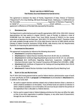 Florida HAVA Funds Agreement