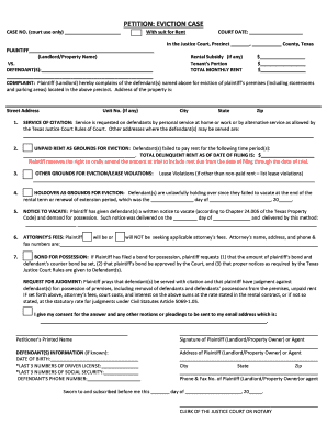 Texas Eviction Petition Form
