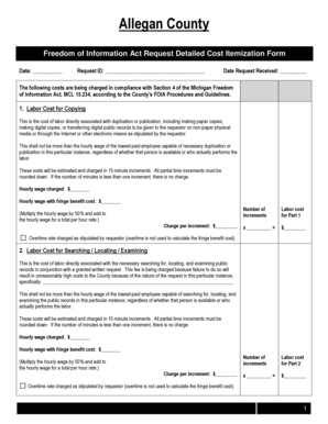Michigan FOIA Fee Estimate Form
