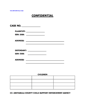 Confidential Case Information Form