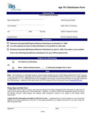 Age 70½ Distribution Form
