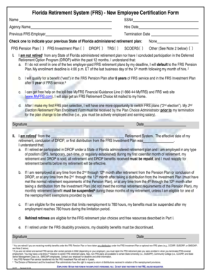 Florida Retirement System New Employee Certification Form