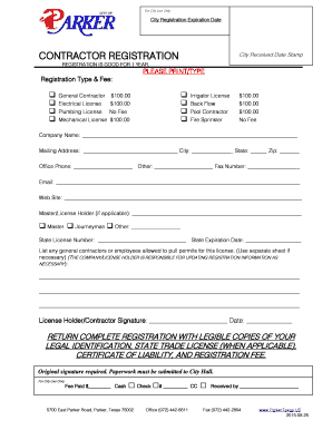 CONTRACTOR REGISTRATION City Received Date Stamp