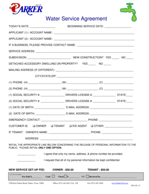 Request for annual leave payment letter - Water Service Agreement - Parker Texas - parkertexas