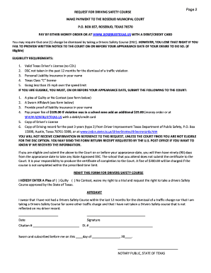 Texas Driving Safety Course Request