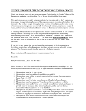 Supplier evaluation form template iso 9001 - SNYDER VOLUNTEER FIRE DEPARTMENT APPLICATION PROCESS - ci snyder tx