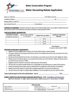 Operating agreement - Water Harvesting Rebate Application