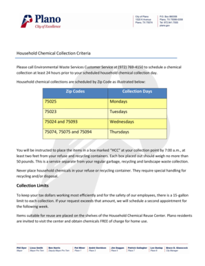 T47 example - Household Chemical Collection Criteria - planogov