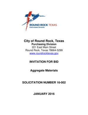 Project schedule management plan template - gov INVITATION FOR BID Aggregate Materials SOLICITATION NUMBER 16002 JANUARY 2016 City of Round Rock Aggregate Materials IFB No - roundrocktexas