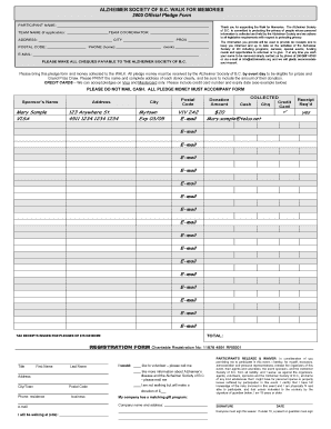 Alzheimer Society of BC Walk for Memories Pledge Form