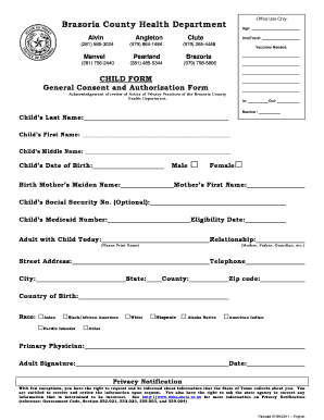 Texas Child Immunization Consent Form