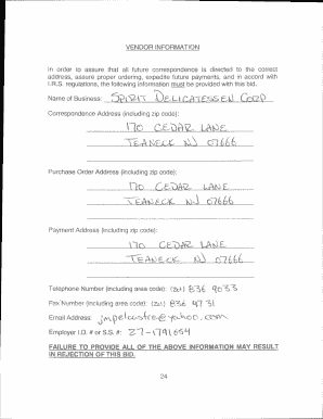 Vendor Information Form