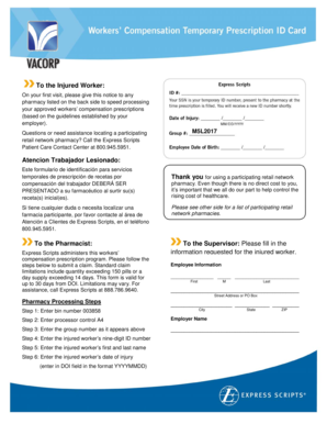 Workers' Compensation Prescription Form