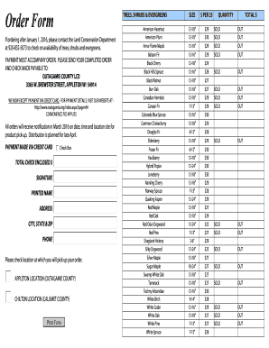 Outagamie County Tree and Shrub Order Form