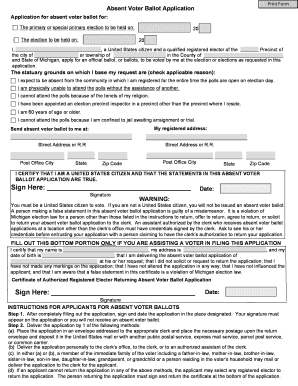 Michigan Absent Voter Ballot Application