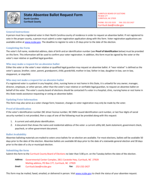 North Carolina Absentee Ballot Request Form