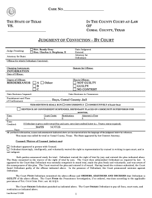 Texas Misdemeanor Judgment of Conviction