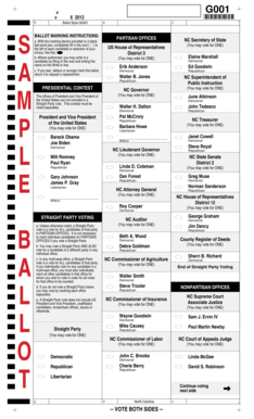 North Carolina Sample Ballot