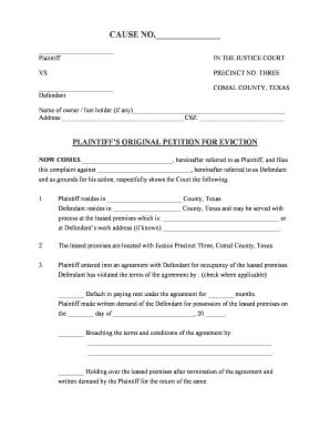 Plaintiff’s Original Petition for Eviction