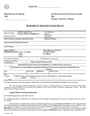 Texas Judgment Adjudicating Guilt