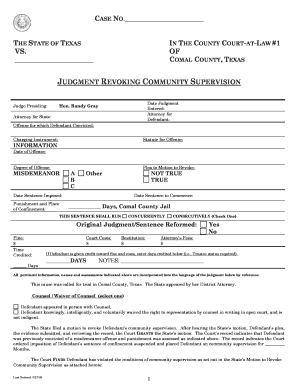 Texas Judgment Revoking Community Supervision