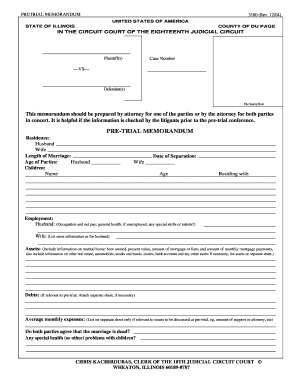 Pretrial Memorandum Form 3180