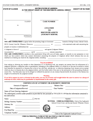 Citation to Discover Assets - Judgment Debtor
