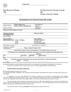 Texas Misdemeanor Jury Conviction Judgment