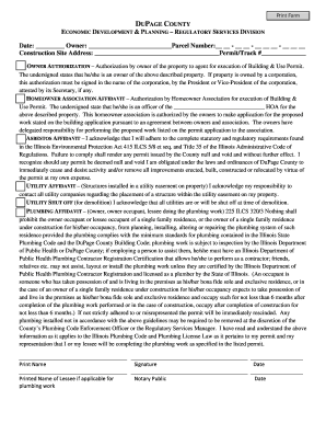 DuPage County Building and Use Permit Authorization
