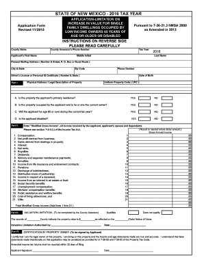 New Mexico Property Tax Valuation Limitation Application