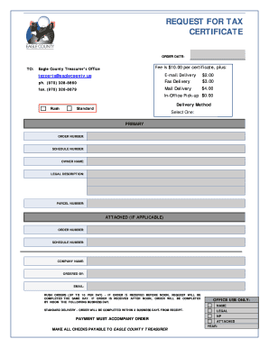 Request for Tax Certificate