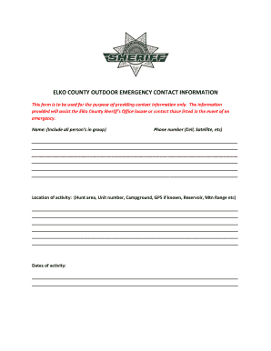 Elko County Outdoor Emergency Contact Form