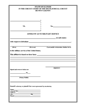 Affidavit as to Military Service