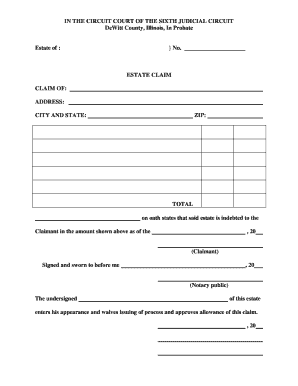 Estate Claim Form