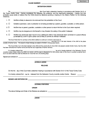 Texas Juvenile Detention Order