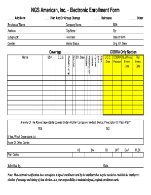 NGS American Employee Benefits Enrollment Form