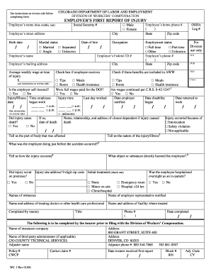 Colorado Employer's First Report of Injury