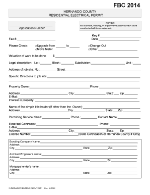 Hernando County Residential Electrical Permit Application