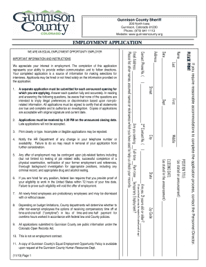 Gunnison County Employment Application