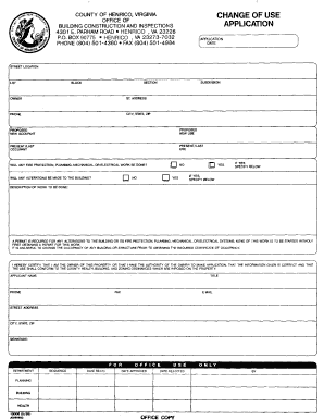 Henrico County Change of Use Application