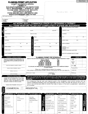 Virginia Plumbing Permit Application
